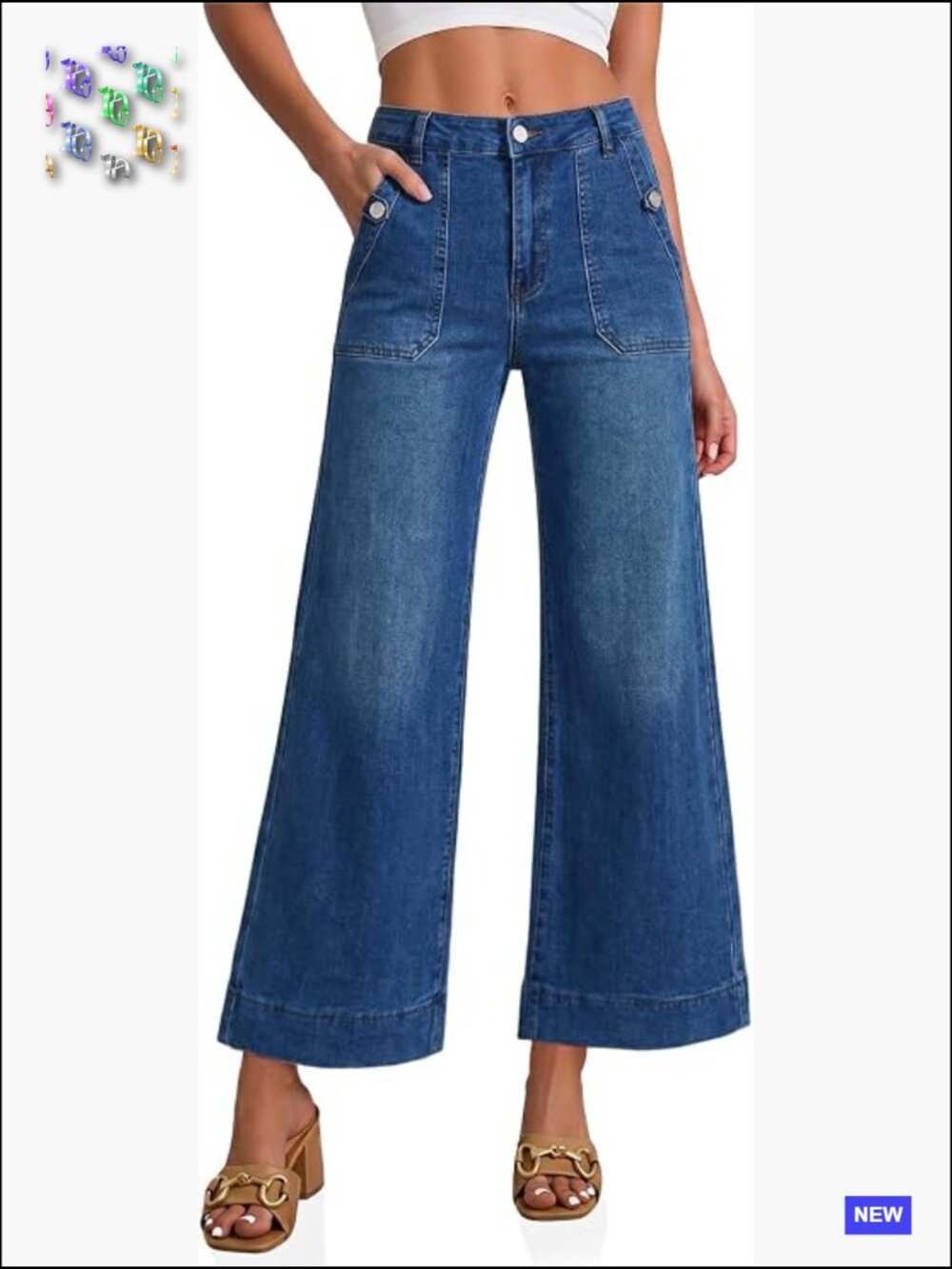 Baggy Cropped Flare Wide Leg High Waisted Denim Jeans